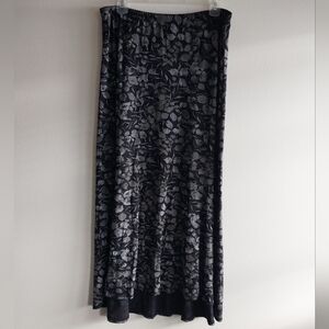 J. Jill Stretch Y2K Fairy Grunge Gray Abstract Leaf Print High Low Maxi Skirt